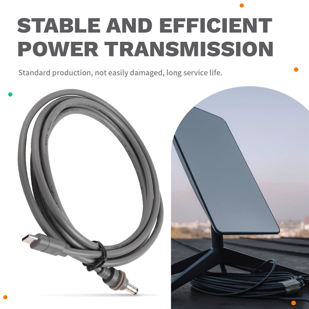 Outdoor Power Extension - (A23G) 스타링크 100W DC용 2M 전원