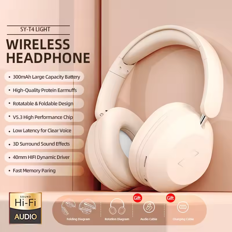 Outdoor Power Jack - SY-T4 접이식 무선 블루투스 헤드셋 오버이어