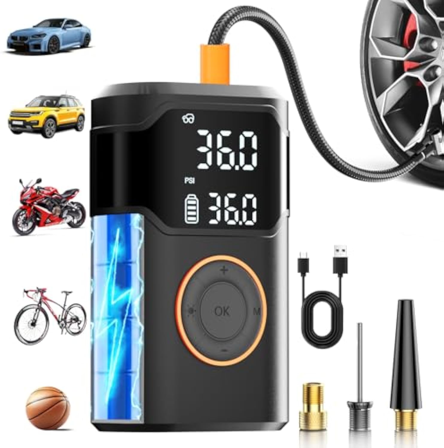 Air Compressor Portable - 자동 충전식 전기 미니 디지털 무선