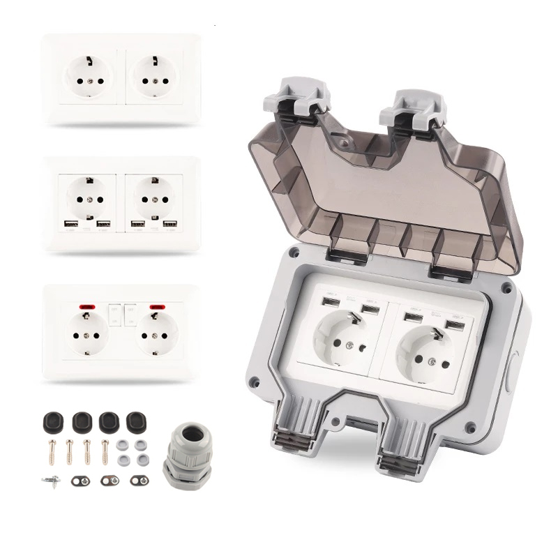 Outdoor Usb Power Strip - EU 독일 표준 이중 전원 스위치