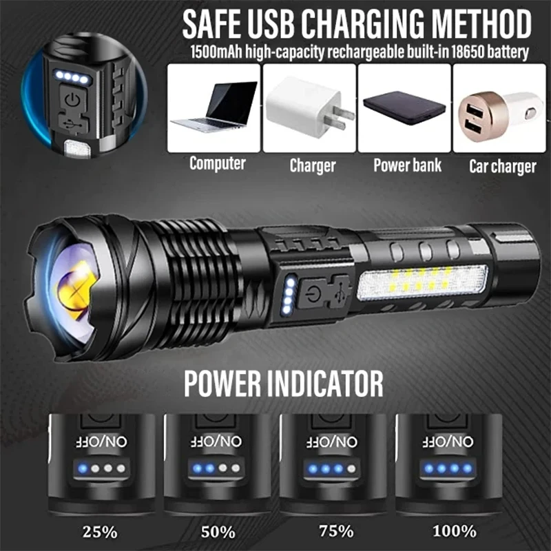 강력한 LED 손전등 충전식 캠핑 라이트(사이드 라이트 - Outdoor Power Lights 리뷰 및 가격