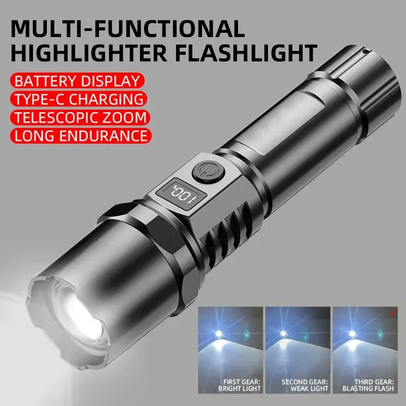 강력한 LED 휴대용 손전등 휴대용 충전식 텔레스코픽  - Outdoor Power Lights 리뷰 및 가격