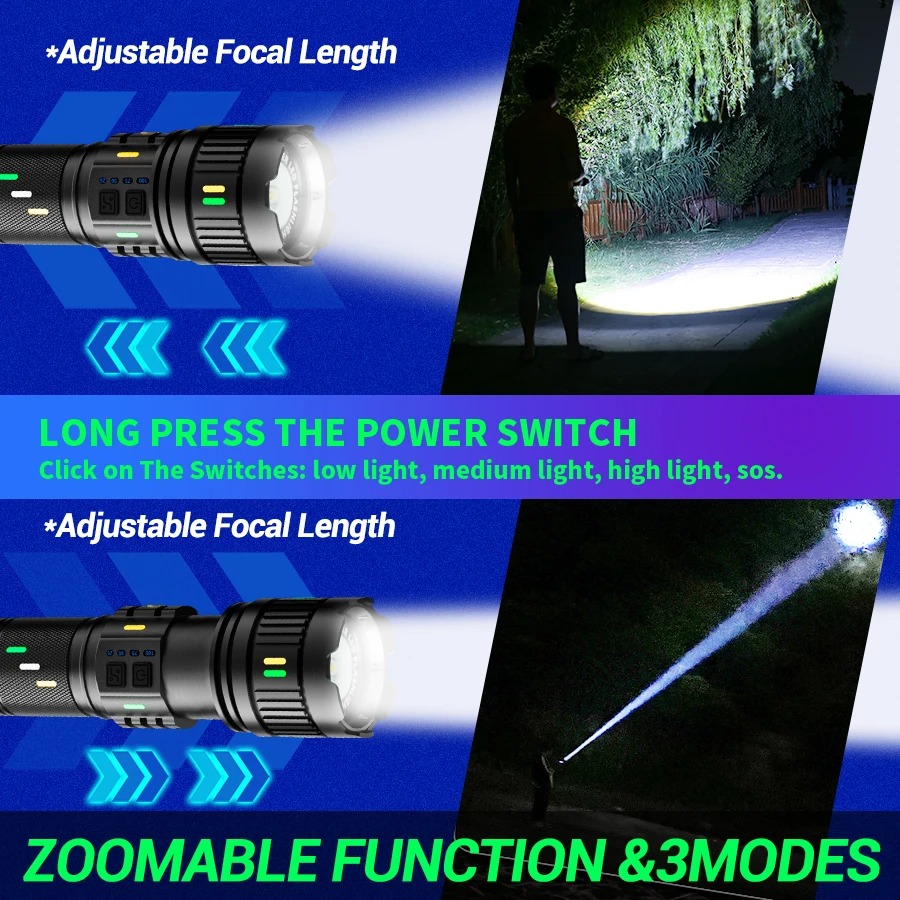 고출력 장거리 전술 토치 LED 손전등, USB 충전식 - Outdoor Usb Power Strip 리뷰 및 가격