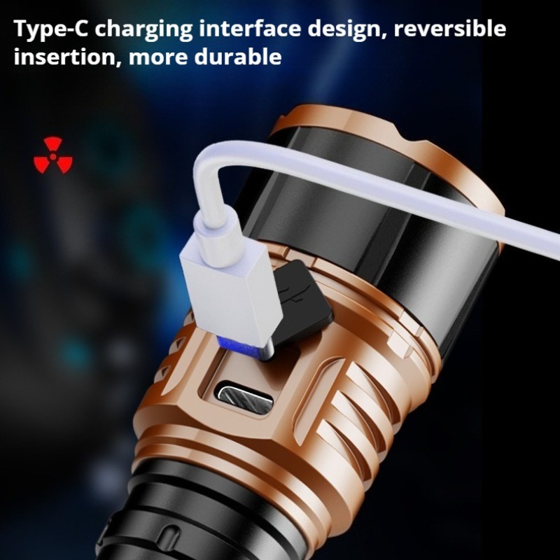 강력한 조명 고출력 LED 손전등 타입-C 충전 방수  - Outdoor Power Lights 리뷰 및 가격