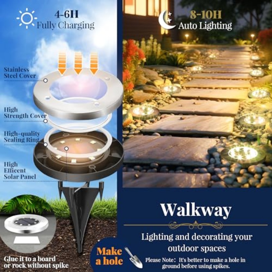 태양광 지상등 태양광 조명 야외 방수 8 LED 태양열 - Outdoor Power Lights 리뷰 및 가격