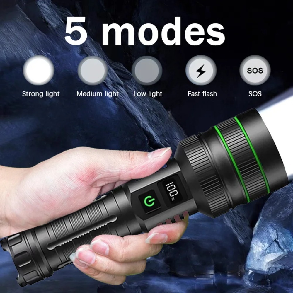 강력한 LED 손전등 줌이 가능한 Type-C 충전식  - Outdoor Power Lights 리뷰 및 가격