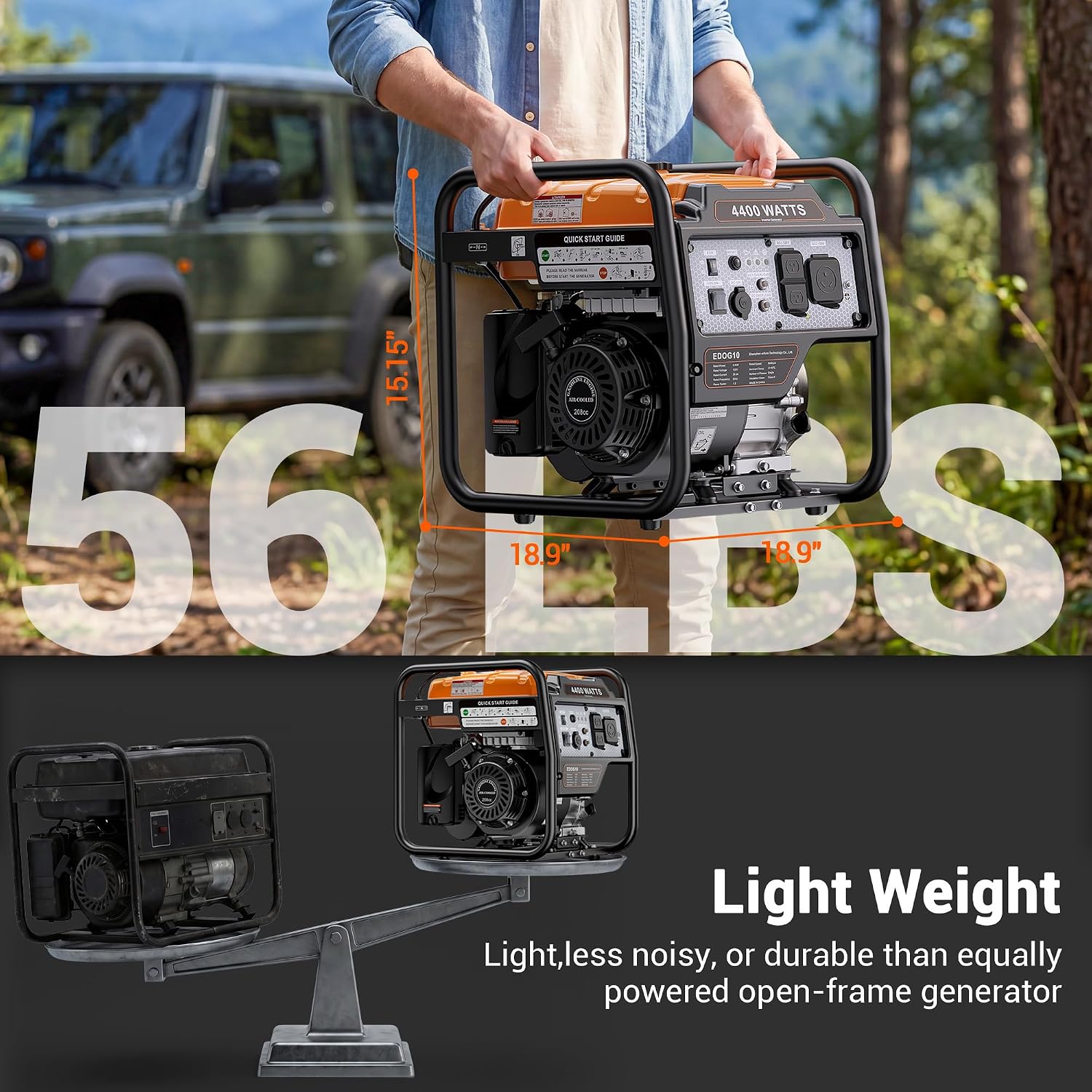 4400W 가스 오픈 프레임 휴대용 인버터 발전기, 3 - Portable Generator Inverter 리뷰 및 가격